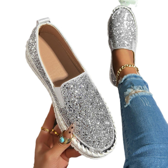 Damen Glitzernde Slip-On Sneakers mit flexiblem Sohlenprofil EB