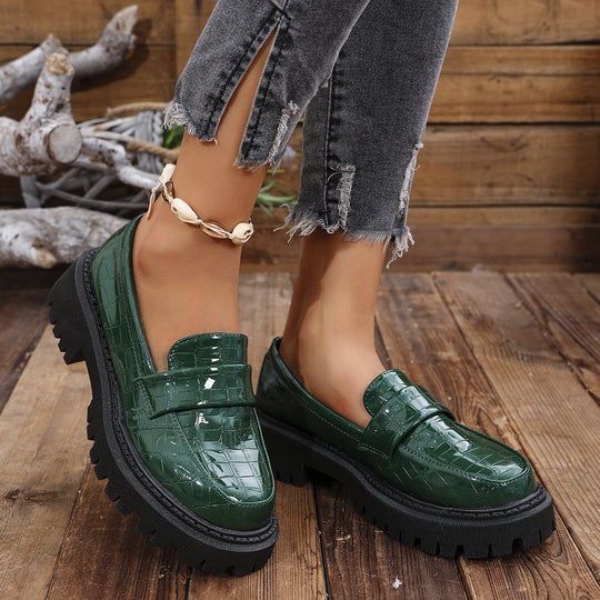 Damen Mokassins mit modernem Kroko-Design und robustem Profil EB