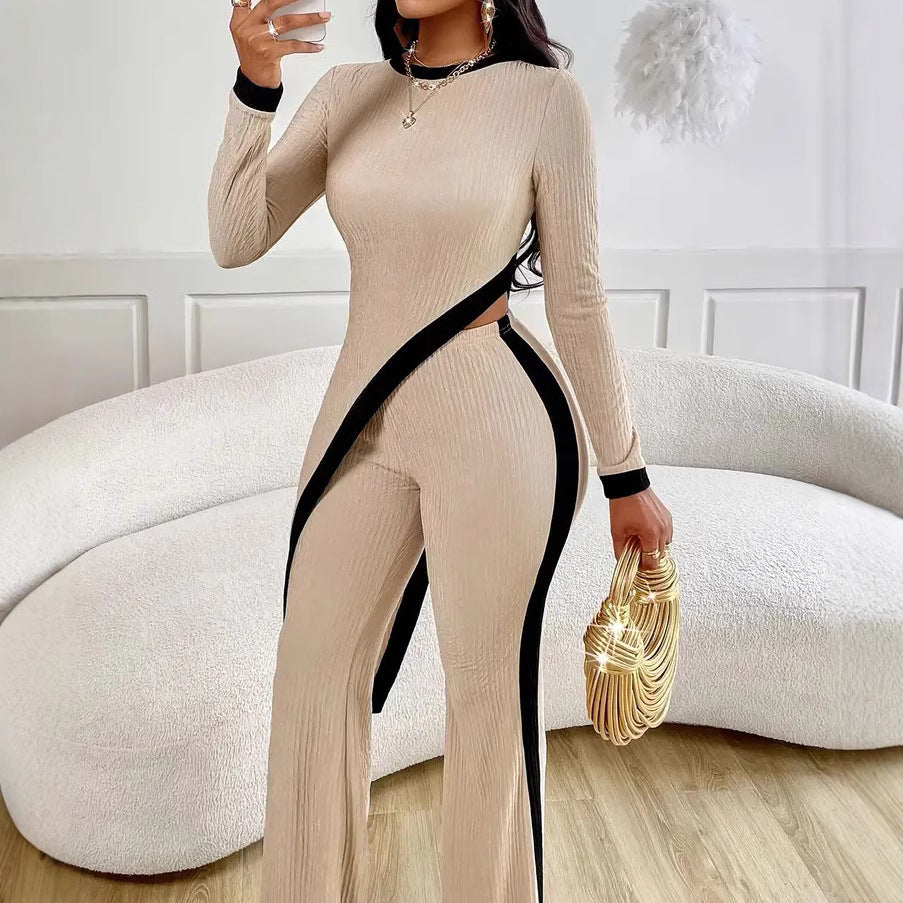 Damen Lässiger Jumpsuit mit seitlichen Kontraststreifen und elegantem Schnitt EB