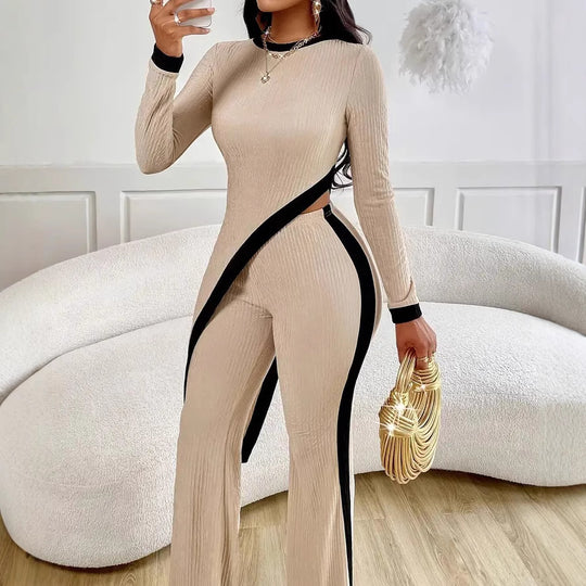 Damen Lässiger Jumpsuit mit seitlichen Kontraststreifen und elegantem Schnitt EB
