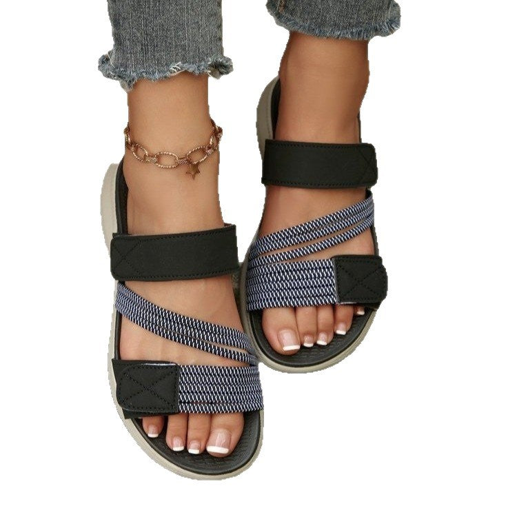 Damen Komfortable Riemchensandalen mit ergonomischem Fußbett und rutschfester Sohle EB