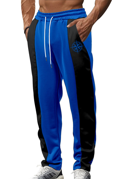 Herren nan sportive Trackpants mit seitlichen Kontrastbahnen elastischem Bund Kordelzug und Hirschstickerei EB