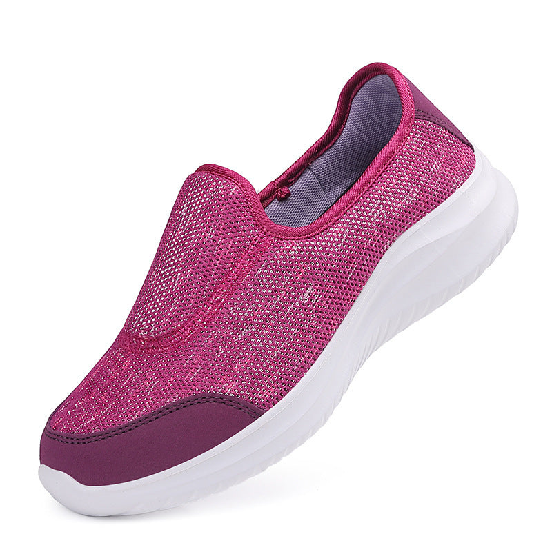 Damen nan eleganter Schlupfsneaker mit elastischen Zierbändern, atmungsaktiver Strickkonstruktion und gedämpfter Komfortlaufsohle EB