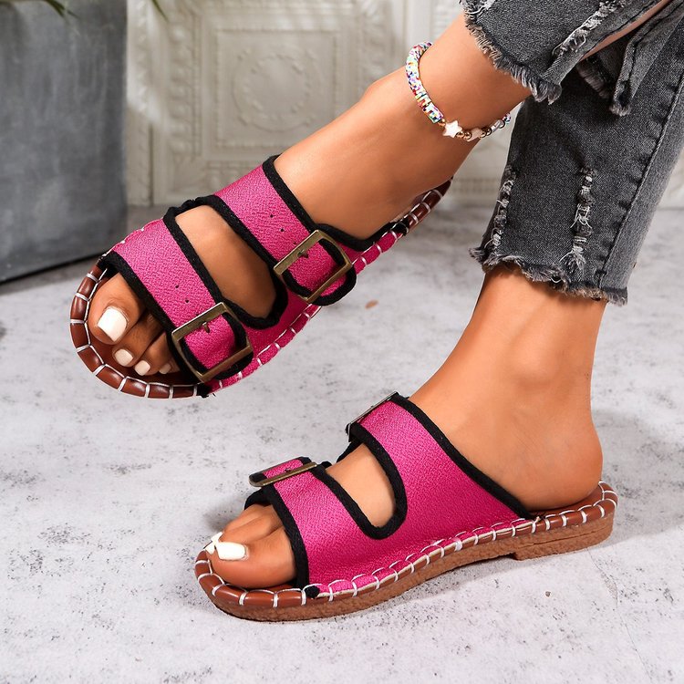 Damen offene Riemchensandalen mit verstellbaren Schnallen EB