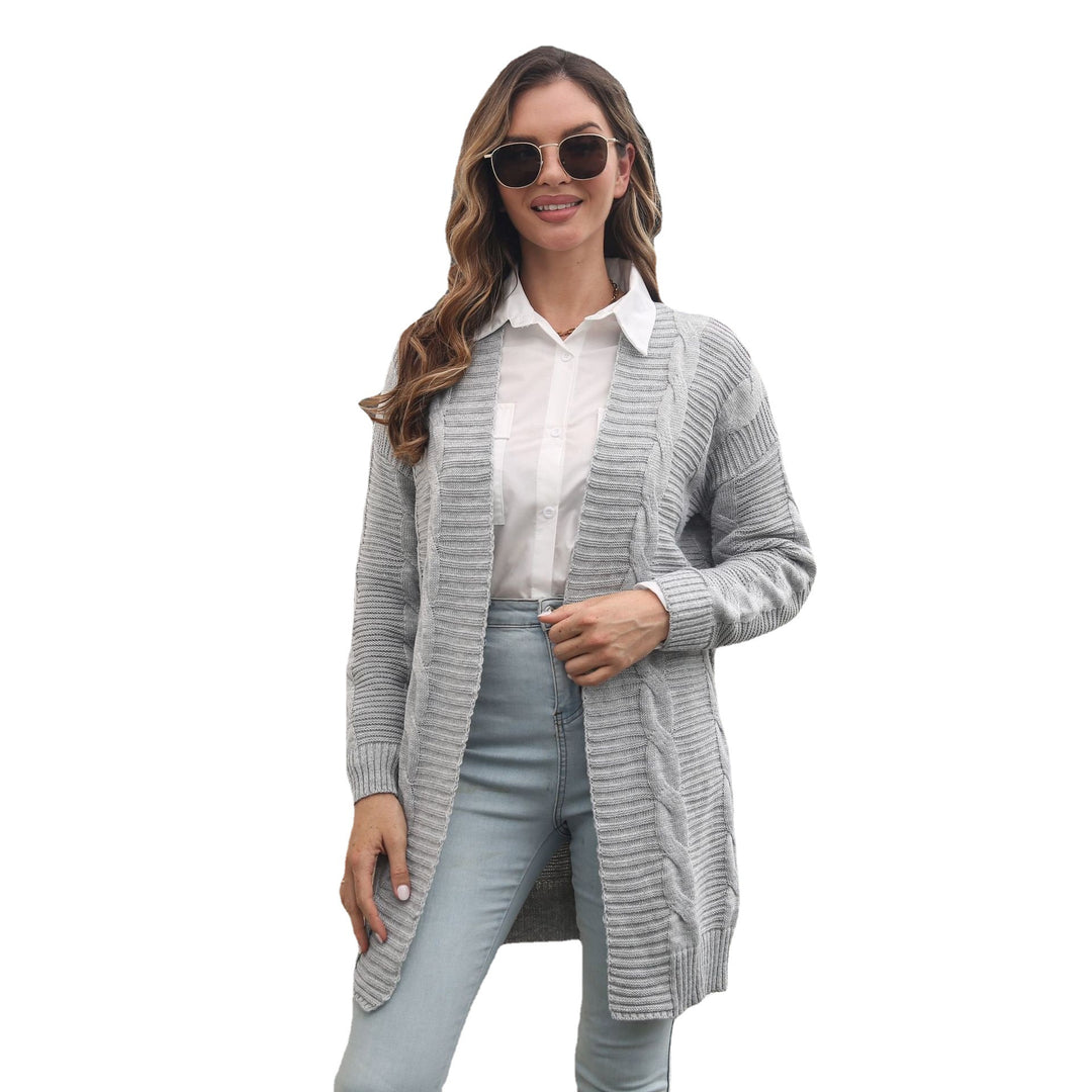 Damen Strickjacke mit strukturiertem Zopfmuster und lässigem Schnitt EB