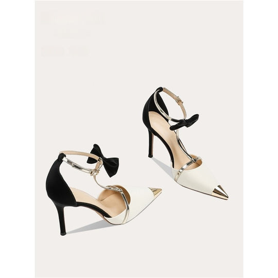 Damen elegante High Heel Schuhe mit modischem Riemendesign und zierlicher Schleifenverzierung EB