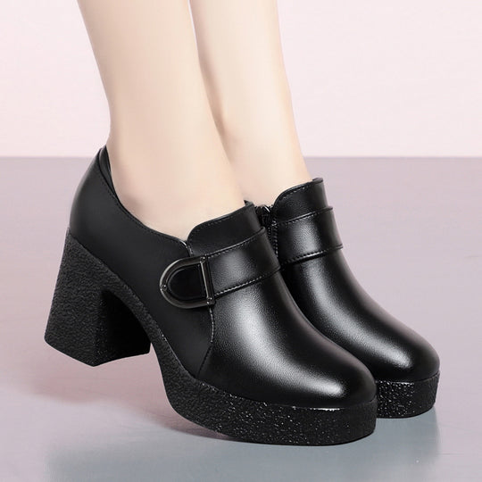 Damen Modische Chunky-High-Blockabsatzschuhe mit modernem Riemen EB