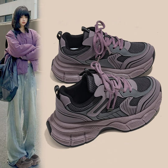Damen Sportliche Atmungsaktive Sneaker mit modischen Metallic-Elementen EB
