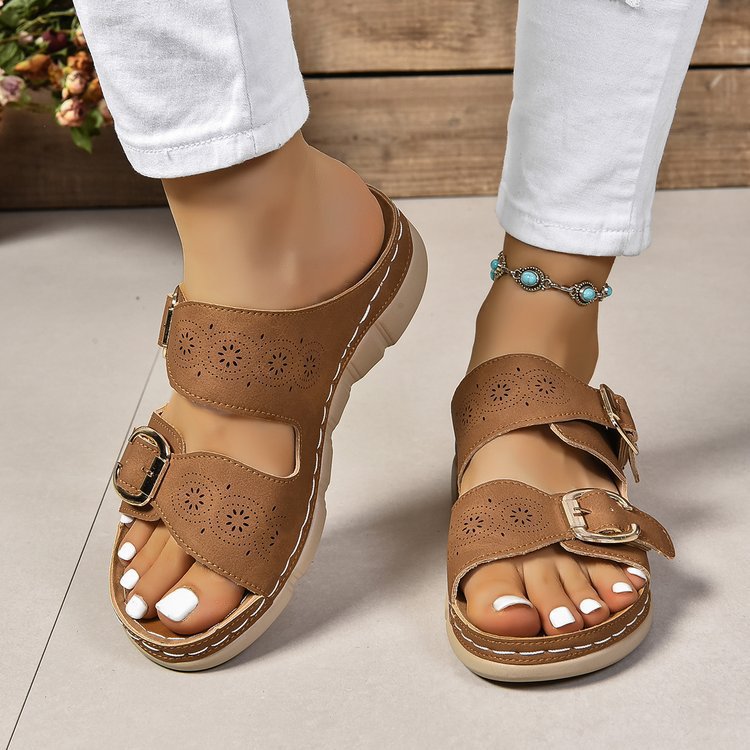 Damen Komfortable und stilvolle Zehentrenner-Sandalen mit verstellbarem Riemendesign EB