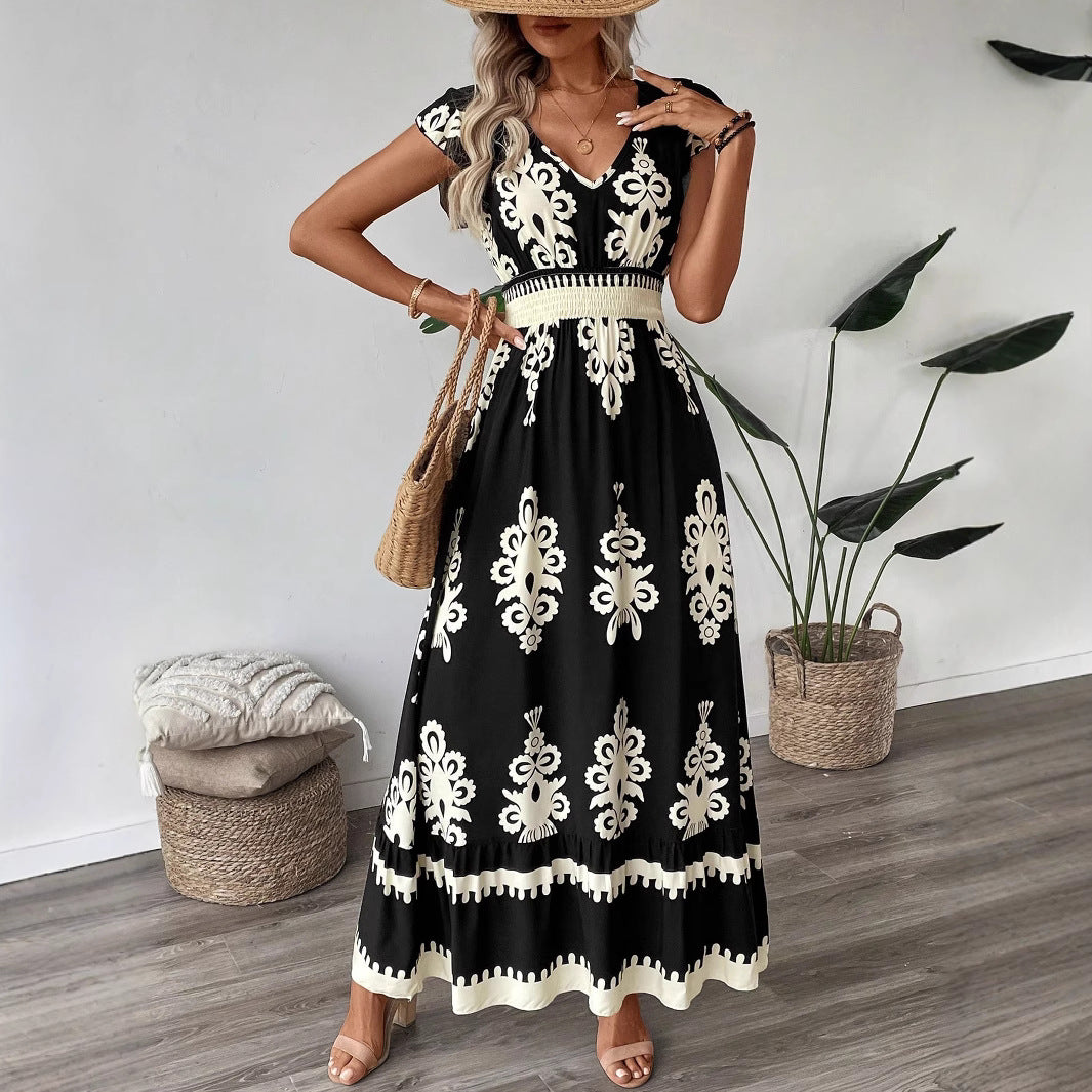 Damen Elegantes Maxikleid mit faszinierendem Musterdruck EB