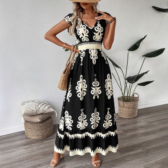 Damen Elegantes Maxikleid mit faszinierendem Musterdruck EB