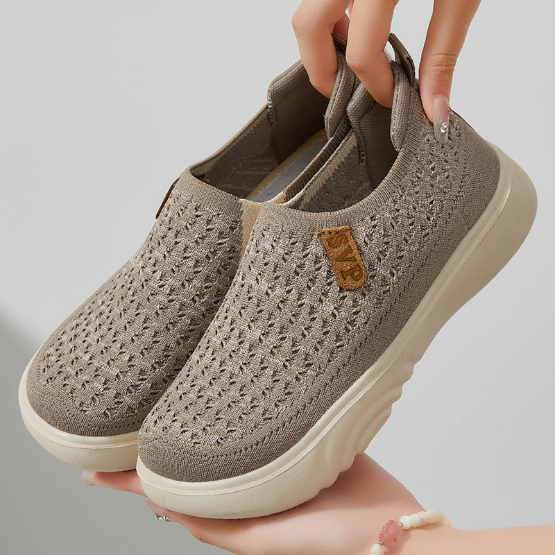 Damen Slip-On Freizeit-Schuhe mit luftiger Strickstruktur EB