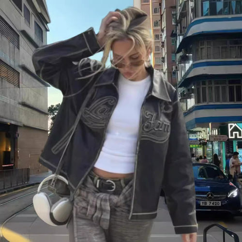 Damen modische Jacke mit trendigen Stickdetails und lässigem Schnitt EB