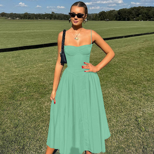 Damen Maxi-Kleid mit elegantem Bustier-Oberteil und fließendem Rock EB