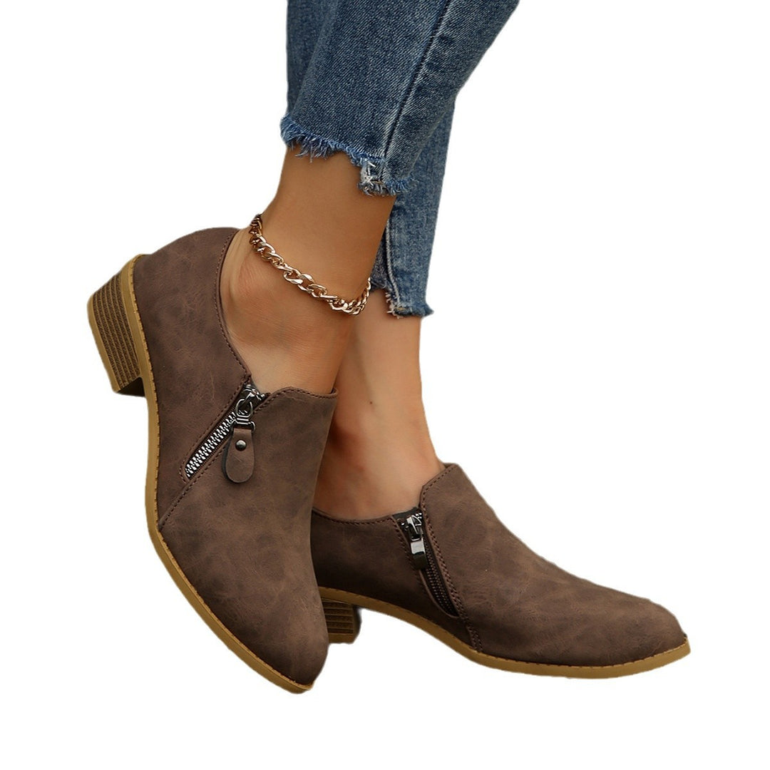 Damen Elegante Stiefeletten mit modischem Reißverschluss und komfortablem Blockabsatz EB