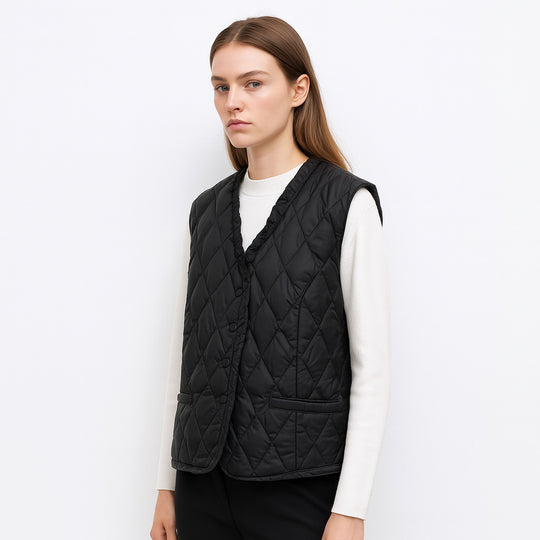 Damen gesteppte Weste mit asymmetrischem Schnitt EB