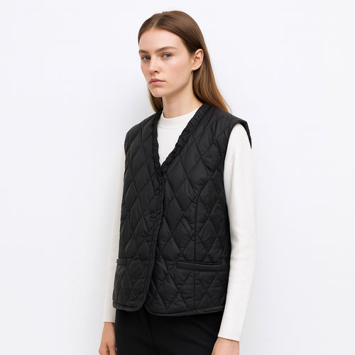 Damen gesteppte Weste mit asymmetrischem Schnitt EB