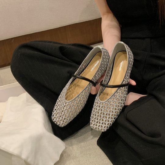 Damen Ballerinas mit strukturiertem Obermaterial und flexiblem Fußbett EB