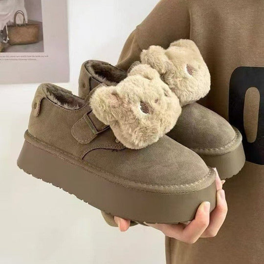 Damen Bequeme Clogs mit plüschiger Dekoration EB