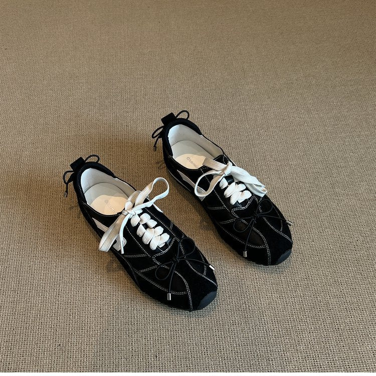 Damen modische Schnür-Sneaker aus hochwertigem Wildleder mit dekorativen Akzenten EB