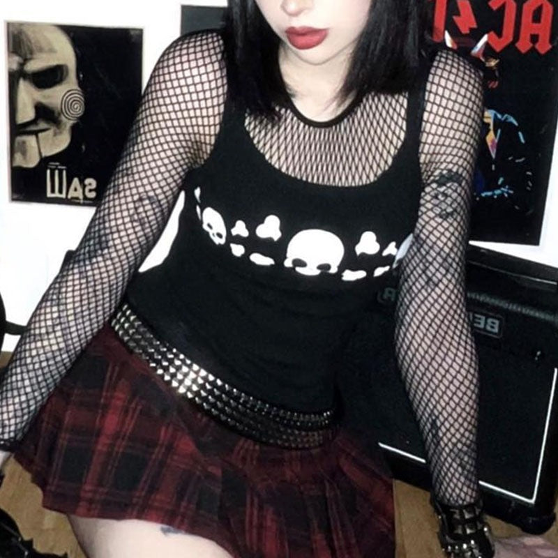 Damen Tanktop mit auffälligem Totenkopf-Design EB