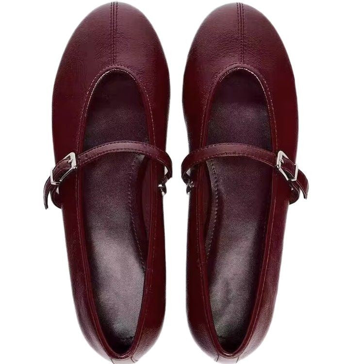 Damen Ballerinas mit verstellbarem Riemen und glänzendem Obermaterial EB