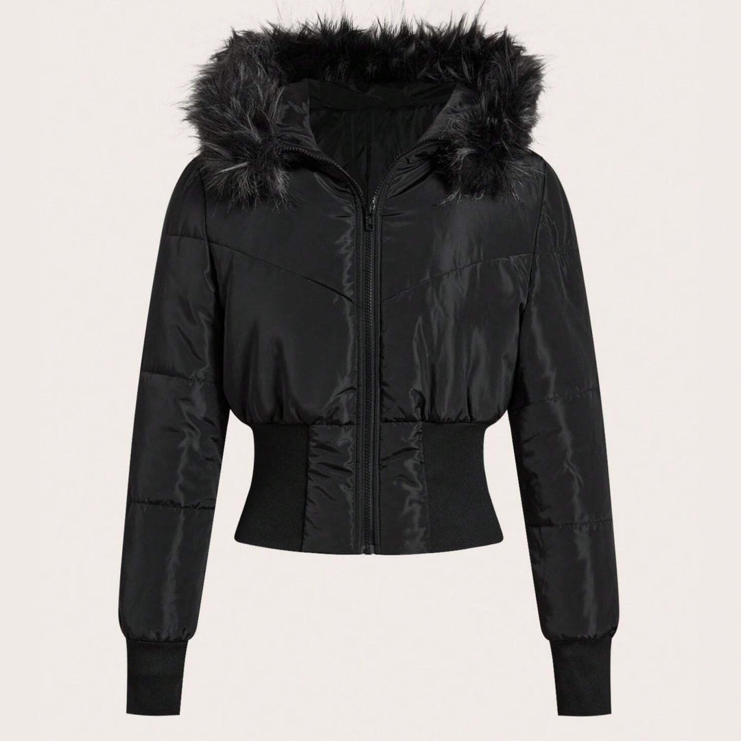 Damen kuschelige Kapuzenjacke mit abnehmbarem Kunstfell EB