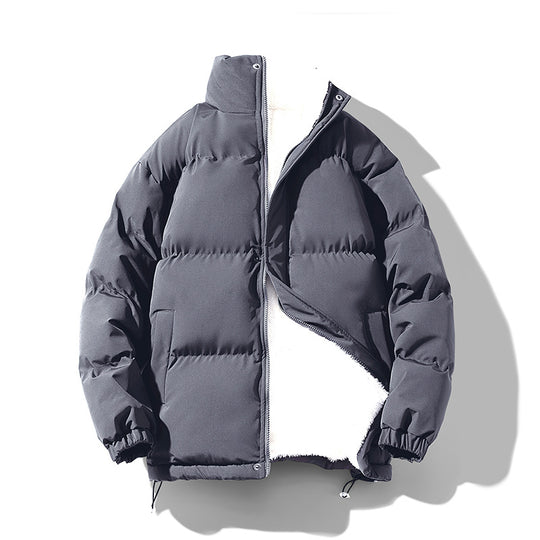 Herren kompakte Thermo-Pufferjacke mit weichem Teddyfutter, hochschließendem Stehkragen und verstellbarem Kordelzug EB