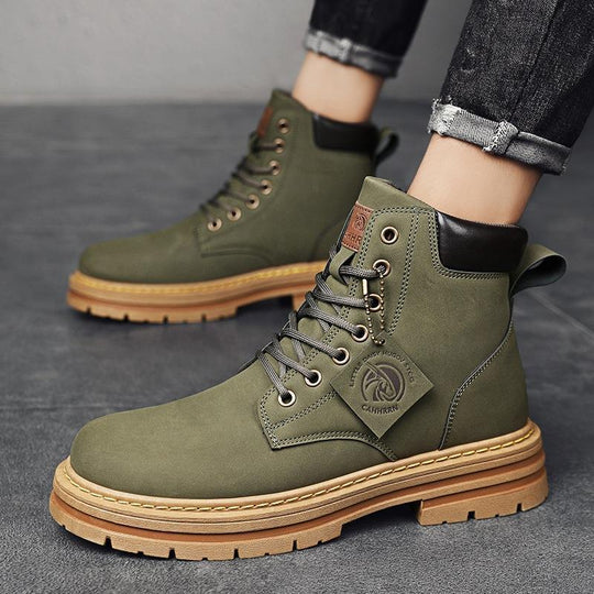 Damen Lederstiefeletten mit robustem Profil und Schnürung EB
