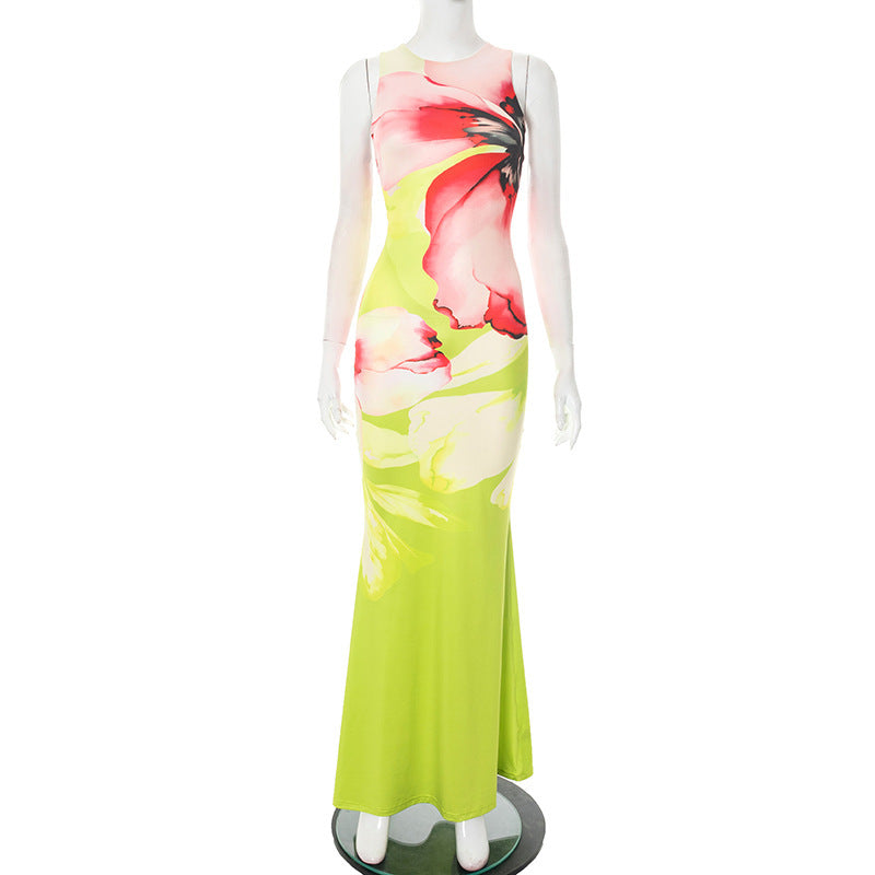 Damen Langarm Maxikleid mit floralem Design EB