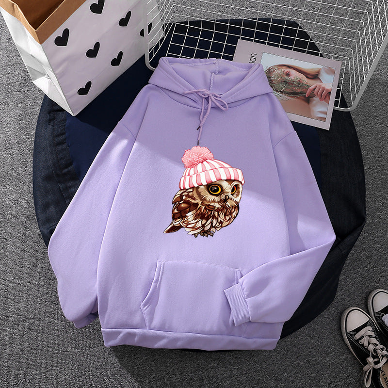 Damen nan lässiger Oversize Kapuzenpullover mit Herz‑und‑Pfotenprint, Kordelzug und gerippten Bündchen EB