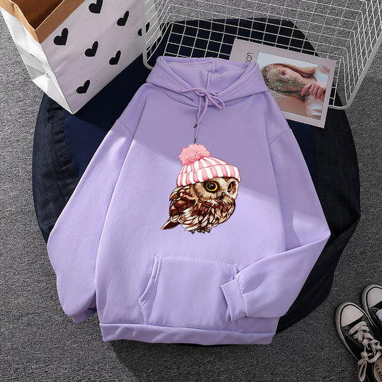 Damen nan lässiger Oversize Kapuzenpullover mit Herz‑und‑Pfotenprint, Kordelzug und gerippten Bündchen EB