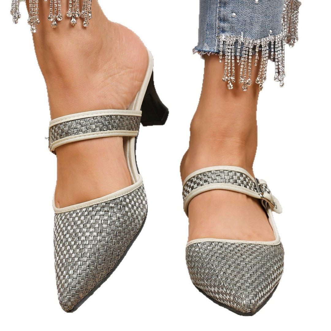 Damen elegante Slingback-Pumps mit modischem Riemchen und feinem Textur-Muster EB