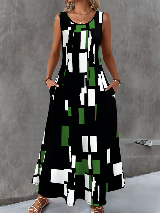 Damen Maxikleid mit buntem Grafikdesign EB