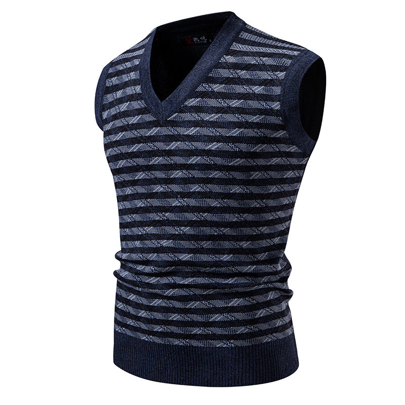 Herren ärmellose Strickjacke mit modernem Zopfmuster EB