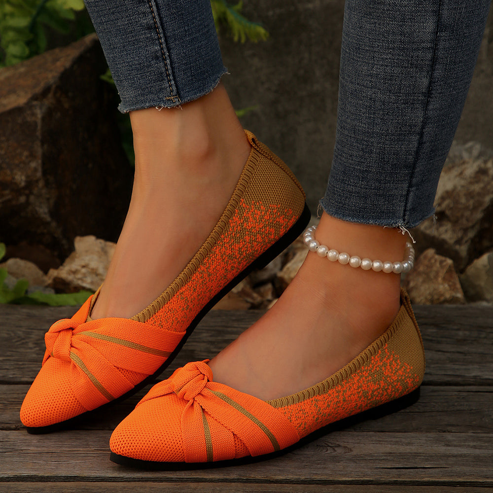 Damen Ballerinas mit elegantem Schleifen-Design und atmungsaktiver Oberflächenstruktur EB