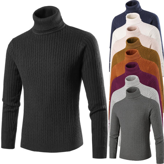 Herren modischer Rollkragenpullover aus strukturiertem Strick EB