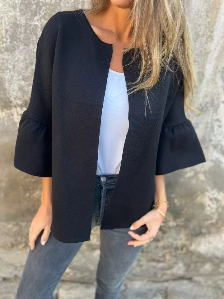 Damen Modische Strickjacke mit weitem Ärmel EB