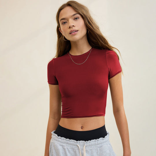 Damen Crop T-Shirt mit figurbetontem Schnitt EB