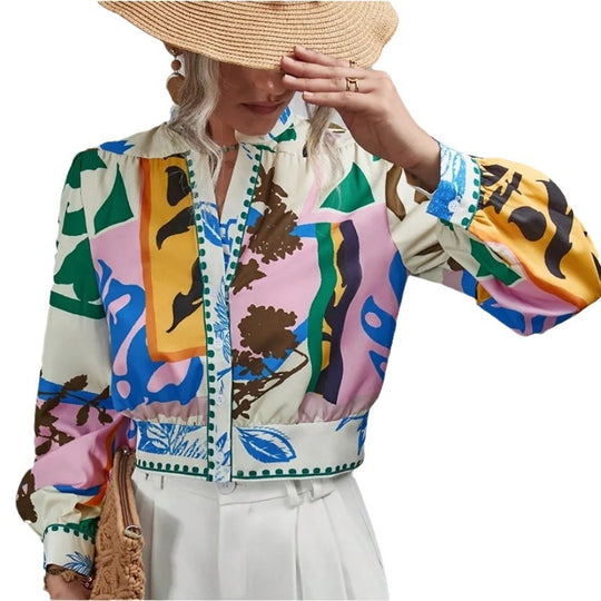 Damen Modische Kurzjacke mit detailiertem Floral-Print EB
