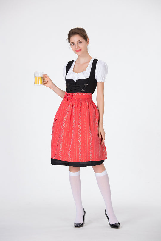 Damen Trachtenkleid mit eleganter Schürze und verspielten Rüschenkanten EB