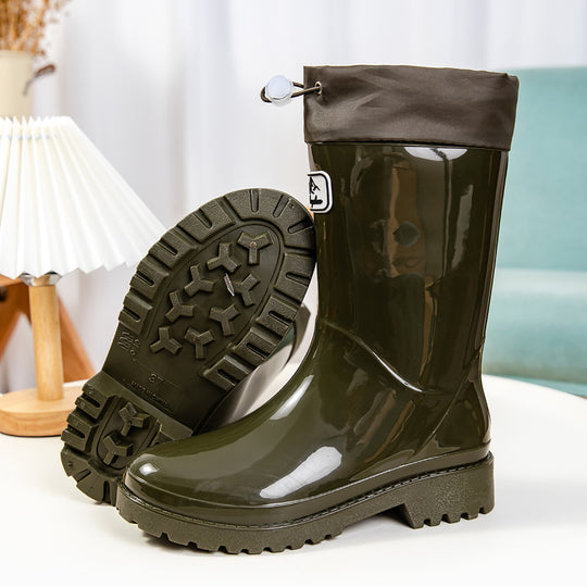 Damen Hochwertige und Stylische Gummistiefel mit Verstellbarem Schnürsystem EB