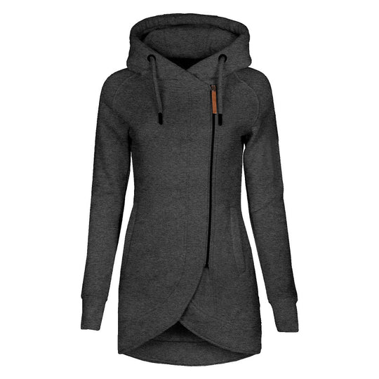 Damen lässiger Kapuzenmantel mit asymmetrischem Schnitt EB