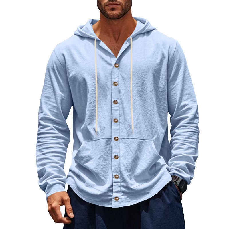 Herren Kapuzenjacke mit Knopfleiste und praktischen Taschen EB