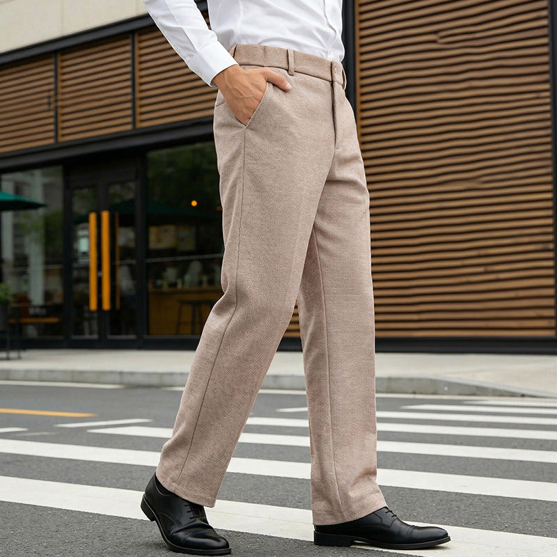 Herren Elegante gerade Tailoring-Hose mit Bügelfalte und feiner Fischgrätstruktur EB