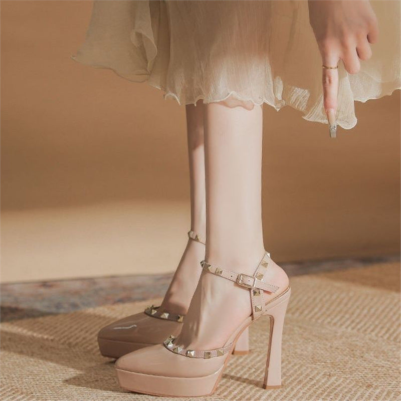 Damen elegante Plateau-Pumps mit Schmuckdetails EB