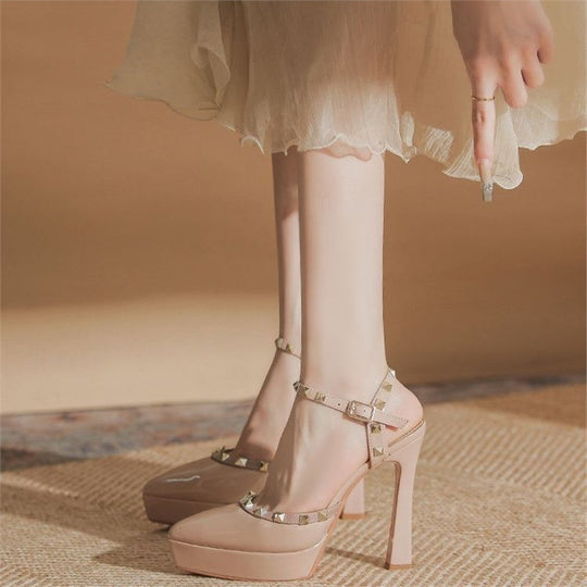 Damen elegante Plateau-Pumps mit Schmuckdetails EB