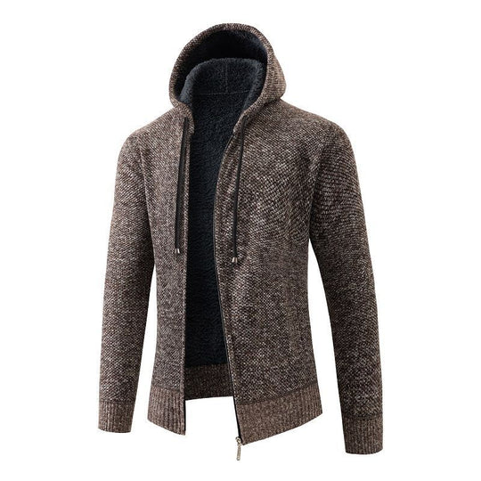Herren gefütterte Strickjacke mit Kapuze EB
