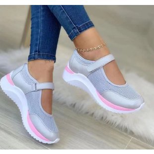 Damen Freizeit-Sneaker mit atmungsaktiver Mesh-Oberfläche und verstellbarem Riemen EB