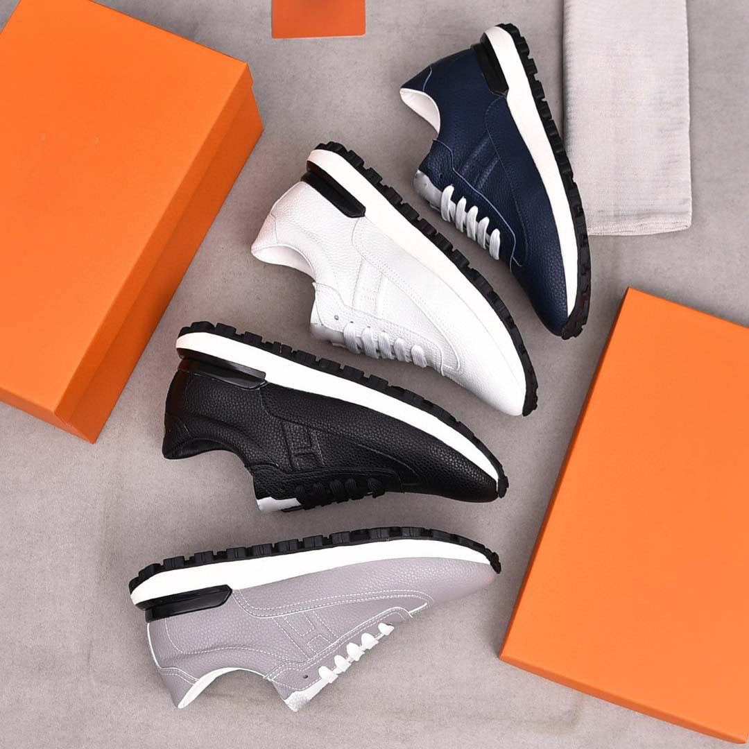 Damen Sportliche Sneakers aus hochwertigem Leder mit rutschfester Laufsohle EB
